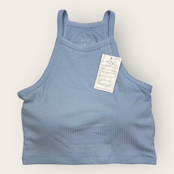 Klassy Network High Neck Crop Top | Small | Sky Blue Brami Festival Babygirl Rib - Picture 2 of 8
